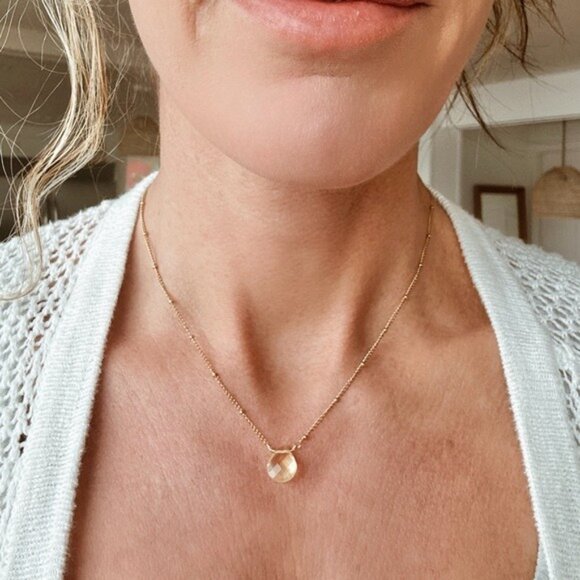 Citrine Pendant Necklace Gorgeous Everyday Necklace Waterproof Non-Tarnish Gold - Picture 12 of 12